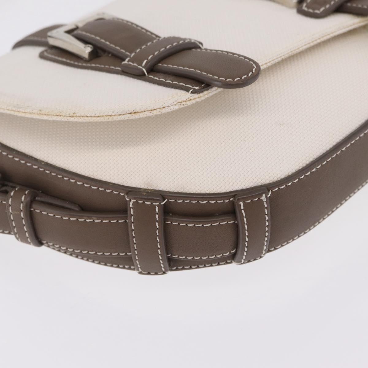 LOEWE Shoulder Bag Canvas White Silver Auth bs37789A
