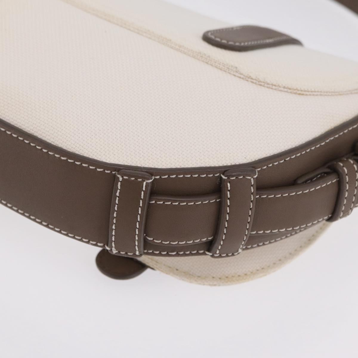 LOEWE Shoulder Bag Canvas White Silver Auth bs37789A