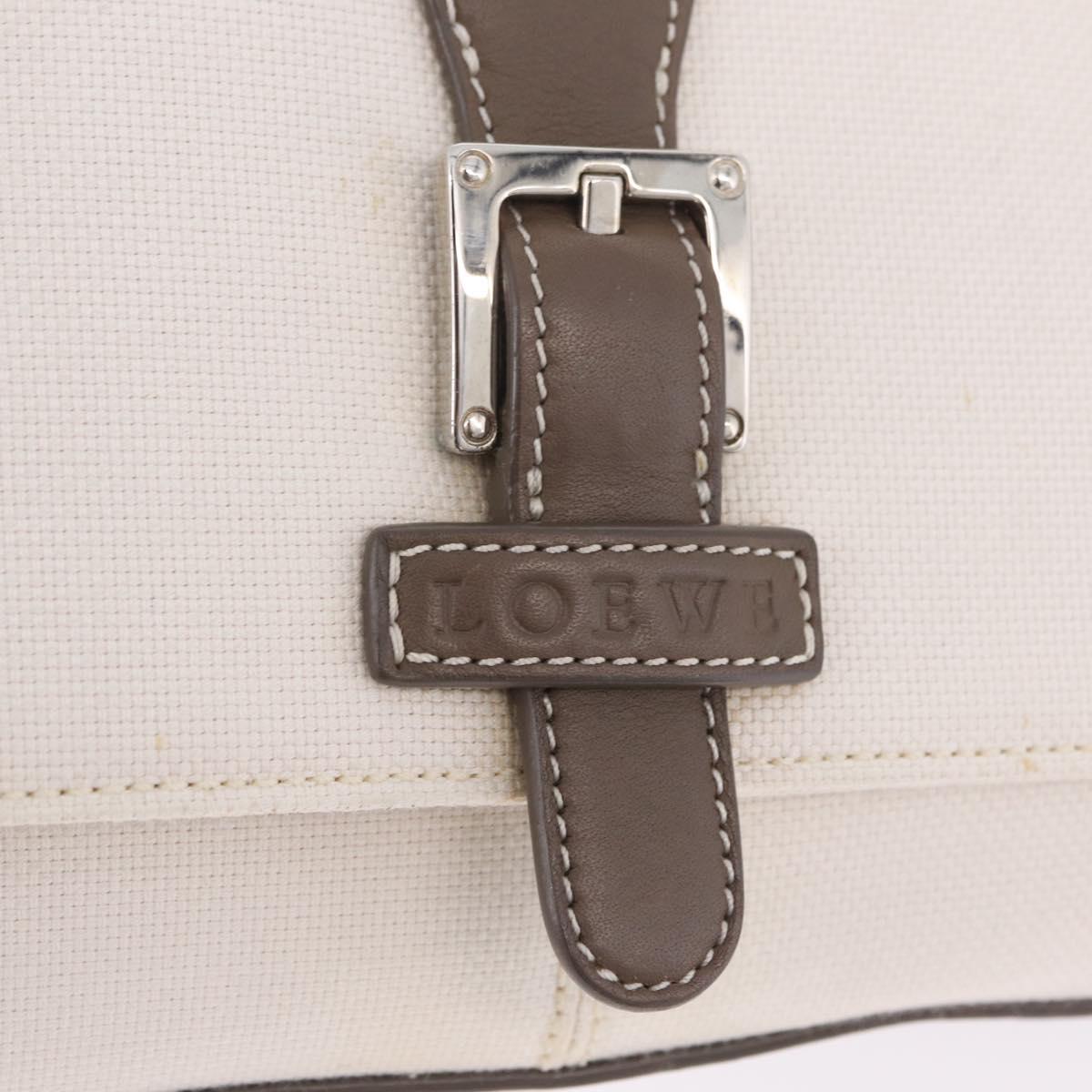 LOEWE Shoulder Bag Canvas White Silver Auth bs37789A