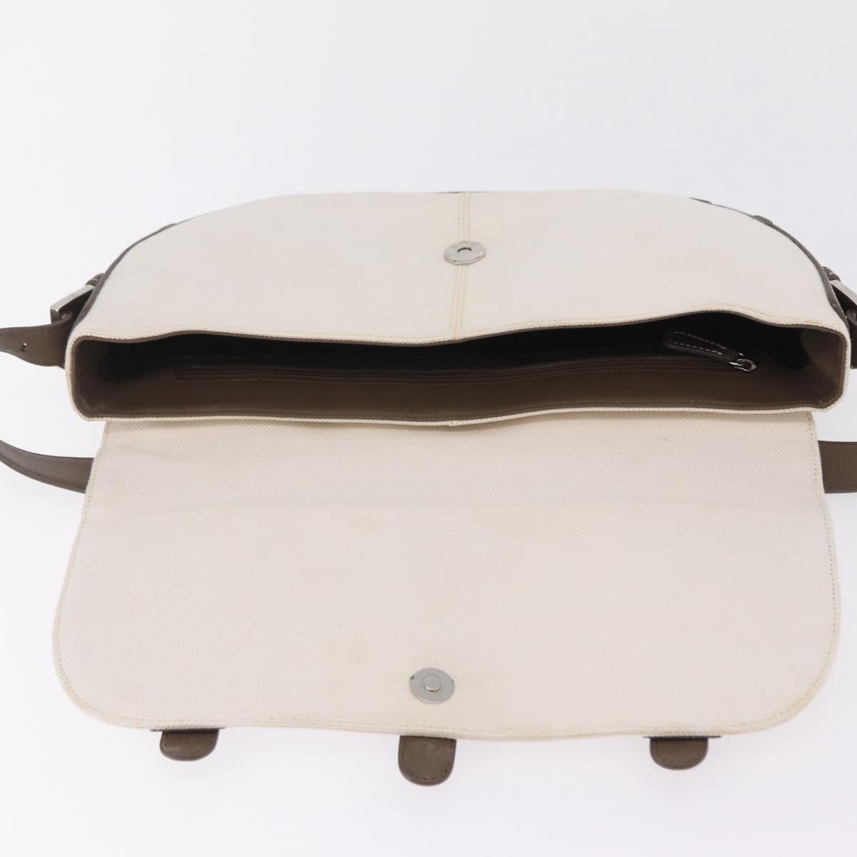 LOEWE Shoulder Bag Canvas White Silver Auth bs37789A