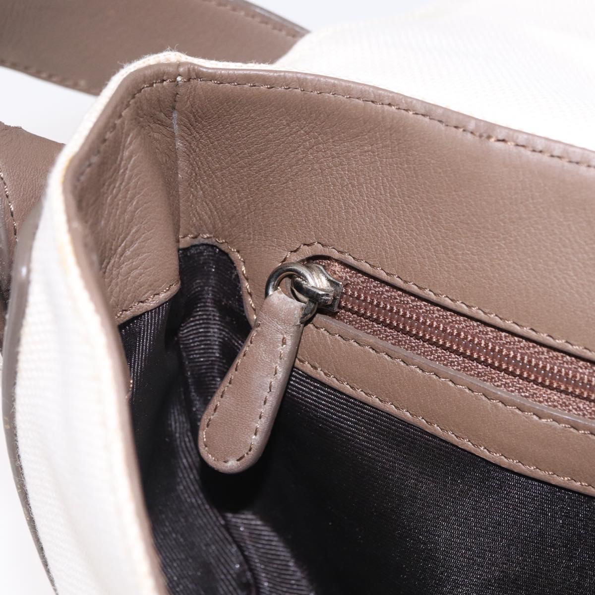 LOEWE Shoulder Bag Canvas White Silver Auth bs37789A