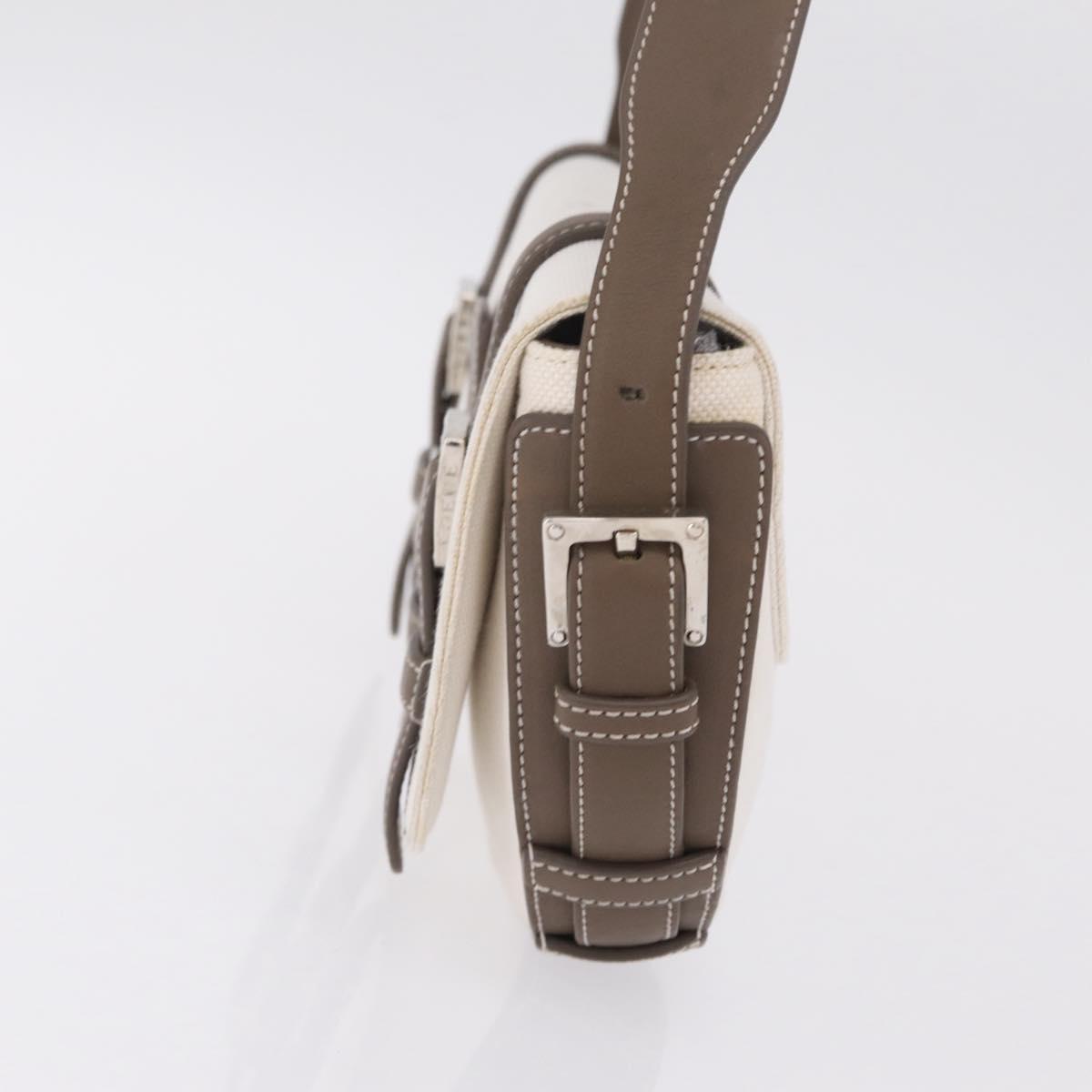LOEWE Shoulder Bag Canvas White Silver Auth bs37789A