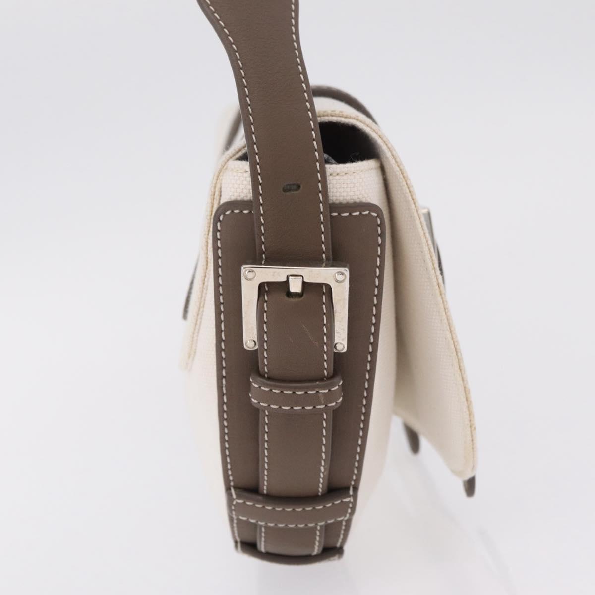 LOEWE Shoulder Bag Canvas White Silver Auth bs37789A
