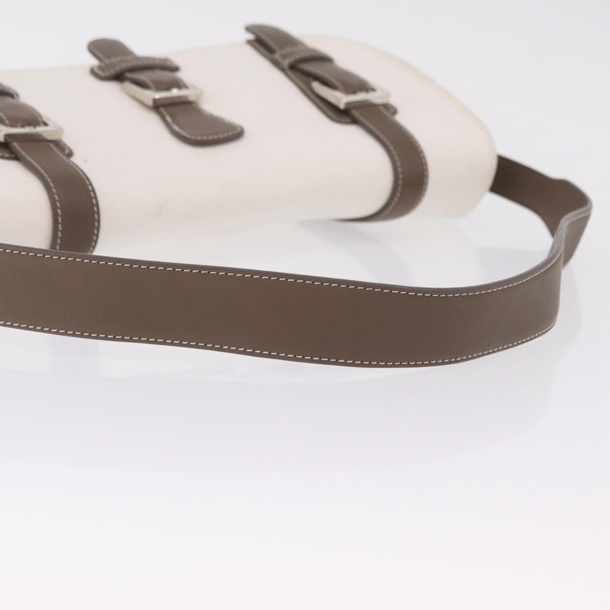 LOEWE Shoulder Bag Canvas White Silver Auth bs37789A