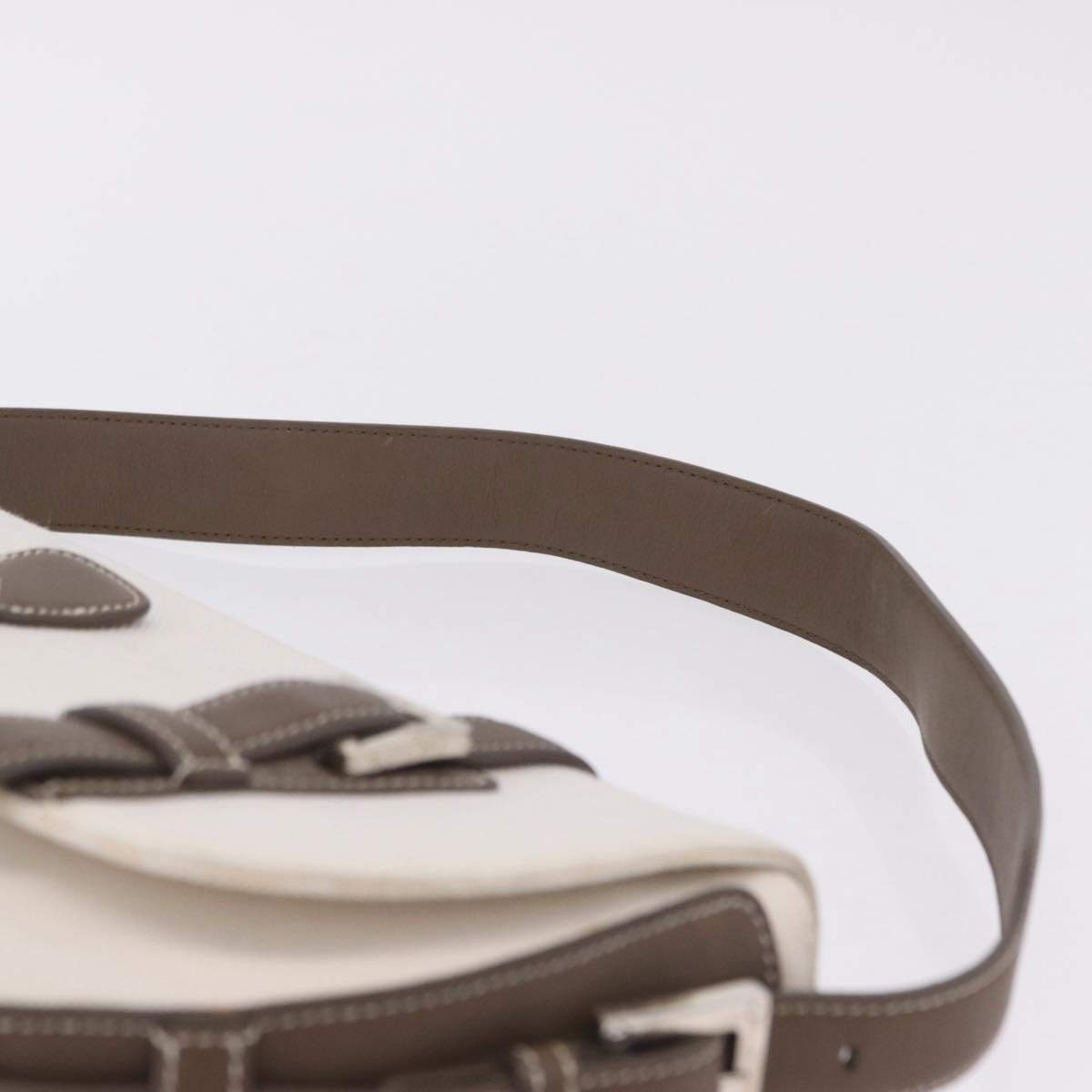 LOEWE Shoulder Bag Canvas White Silver Auth bs37789A