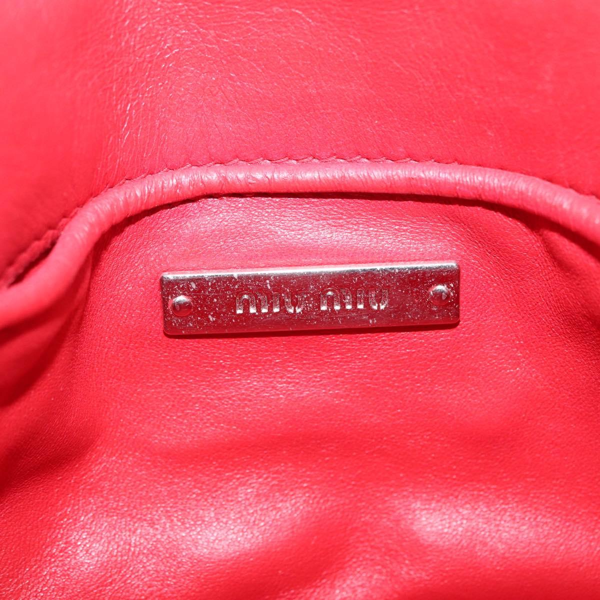 Miu Miu Matelasse Chain Shoulder Bag Leather Red Silver Auth bs37793A