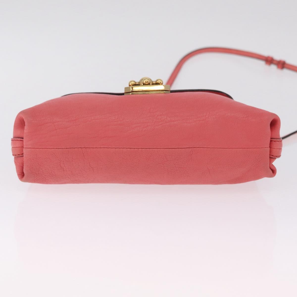 Chloe Elsie Shoulder Bag Leather Pink Gold Tone Auth bs37800