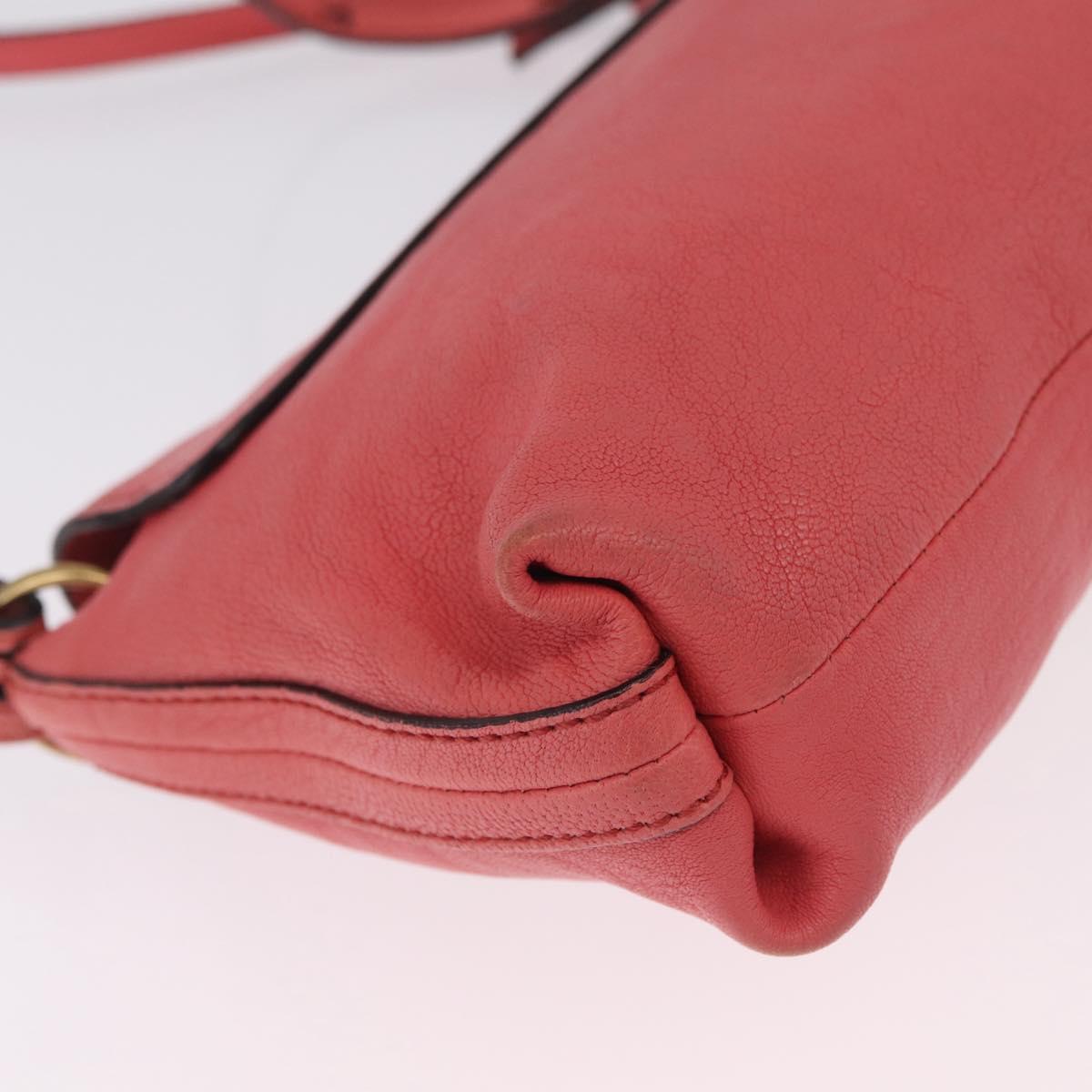 Chloe Elsie Shoulder Bag Leather Pink Gold Tone Auth bs37800