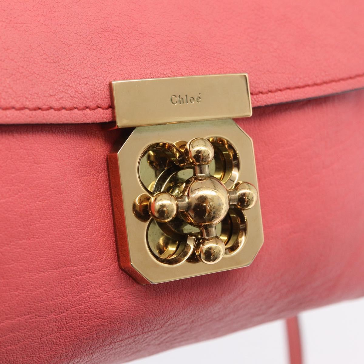 Chloe Elsie Shoulder Bag Leather Pink Gold Tone Auth bs37800