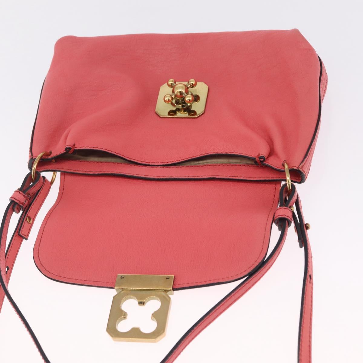 Chloe Elsie Shoulder Bag Leather Pink Gold Tone Auth bs37800