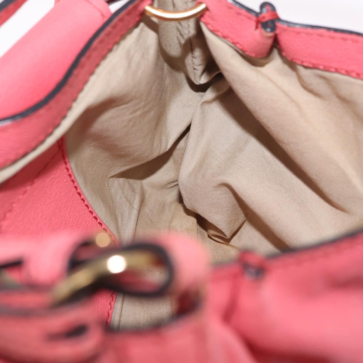 Chloe Elsie Shoulder Bag Leather Pink Gold Tone Auth bs37800