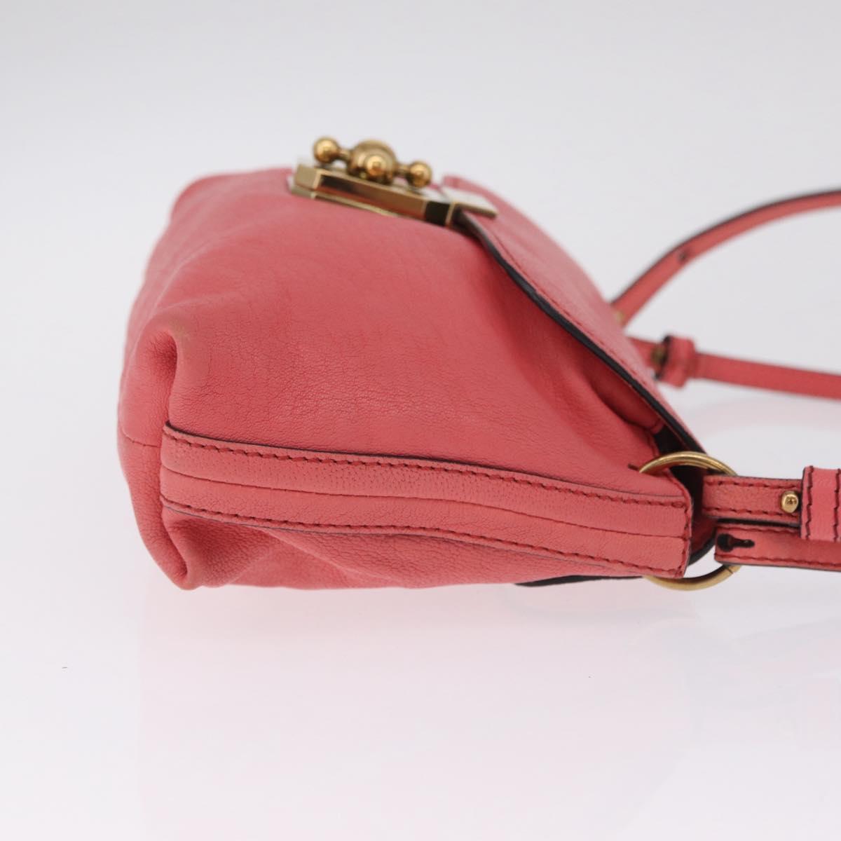 Chloe Elsie Shoulder Bag Leather Pink Gold Tone Auth bs37800