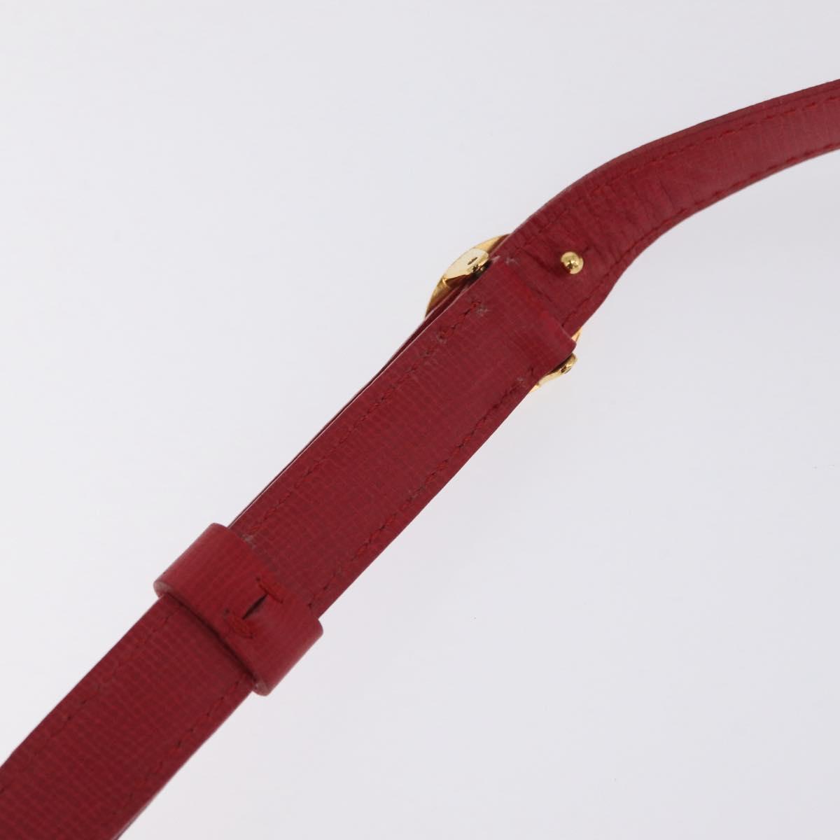 Christian Dior Shoulder Bag Leather Red Gold Tone Auth bs37803