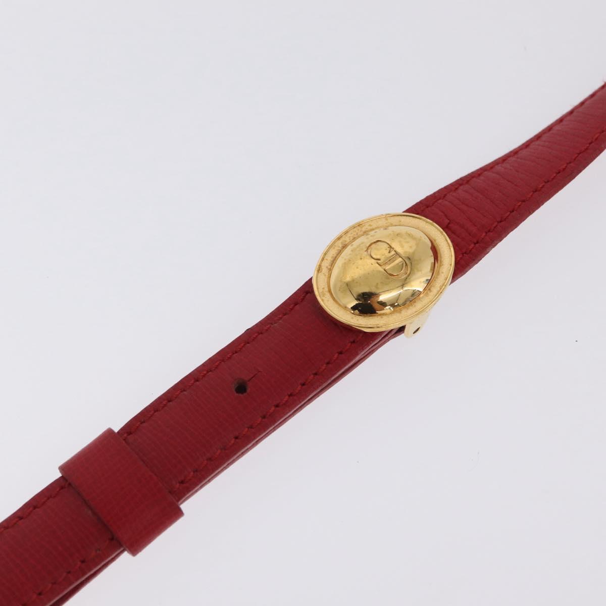 Christian Dior Shoulder Bag Leather Red Gold Tone Auth bs37803