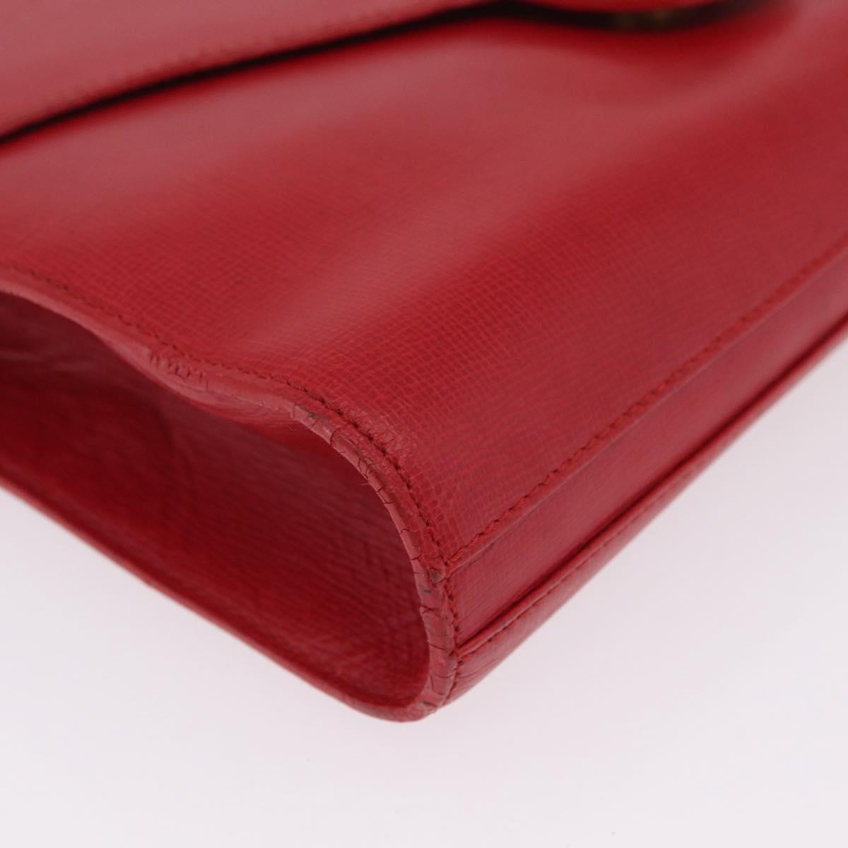 Christian Dior Shoulder Bag Leather Red Gold Tone Auth bs37803