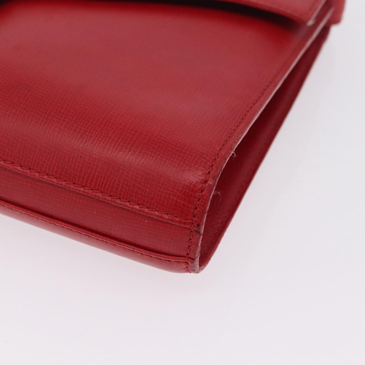 Christian Dior Shoulder Bag Leather Red Gold Tone Auth bs37803