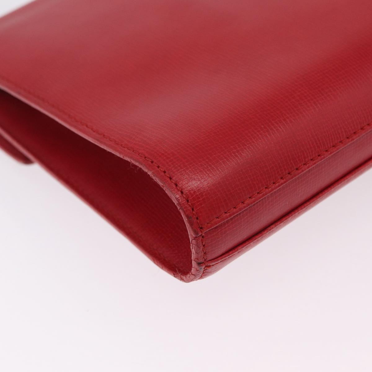 Christian Dior Shoulder Bag Leather Red Gold Tone Auth bs37803