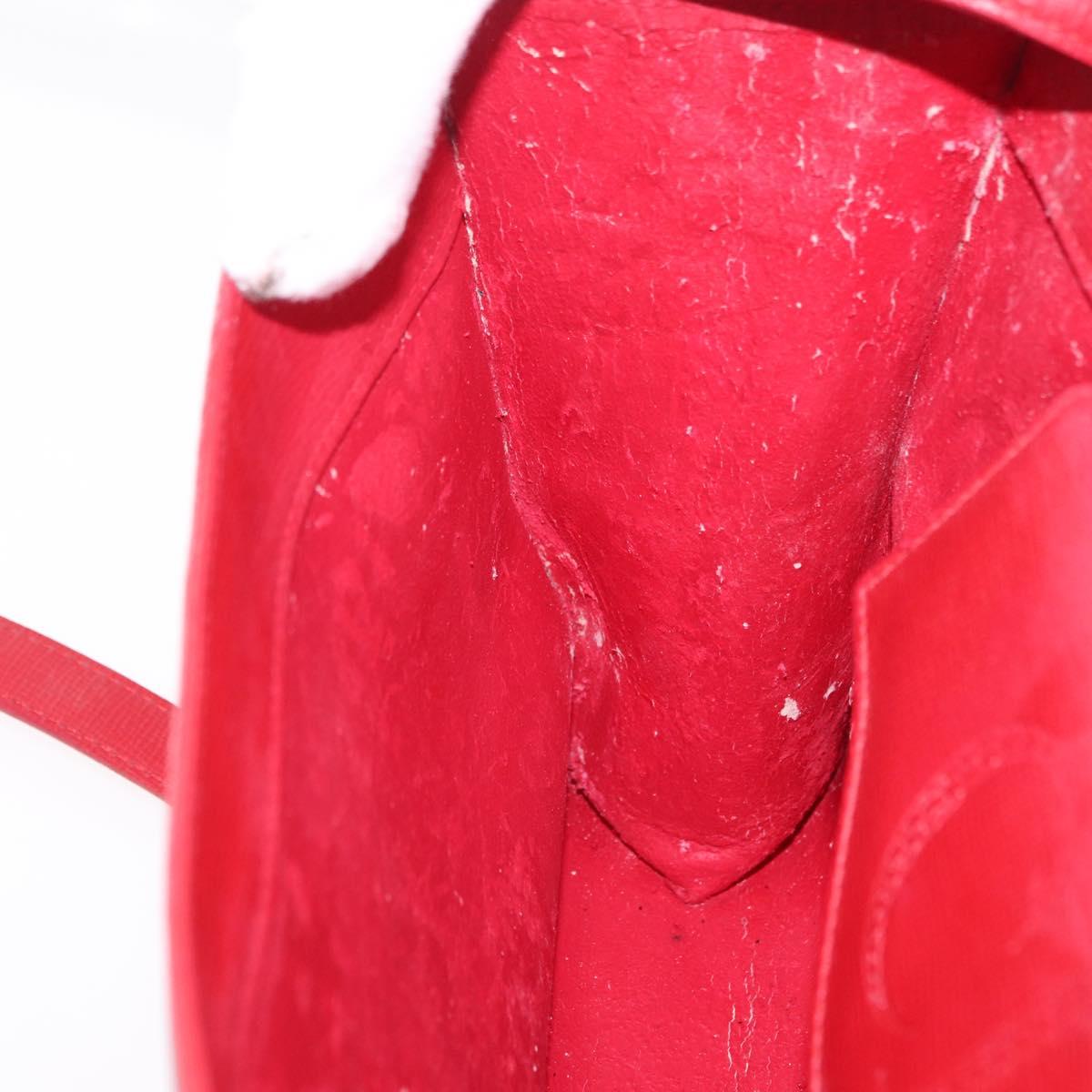 Christian Dior Shoulder Bag Leather Red Gold Tone Auth bs37803