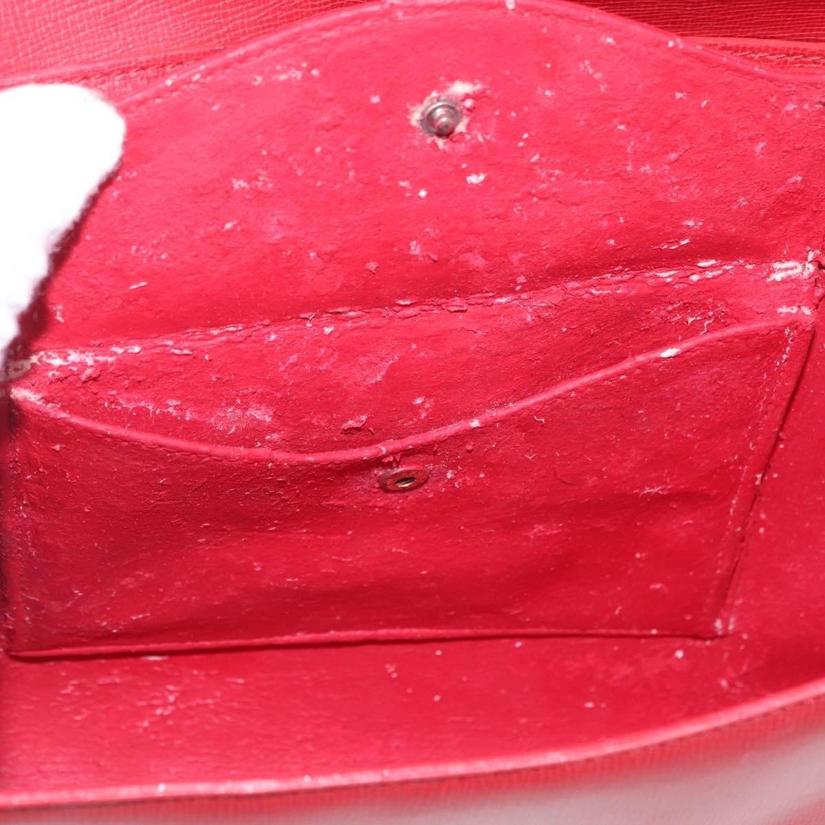 Christian Dior Shoulder Bag Leather Red Gold Tone Auth bs37803