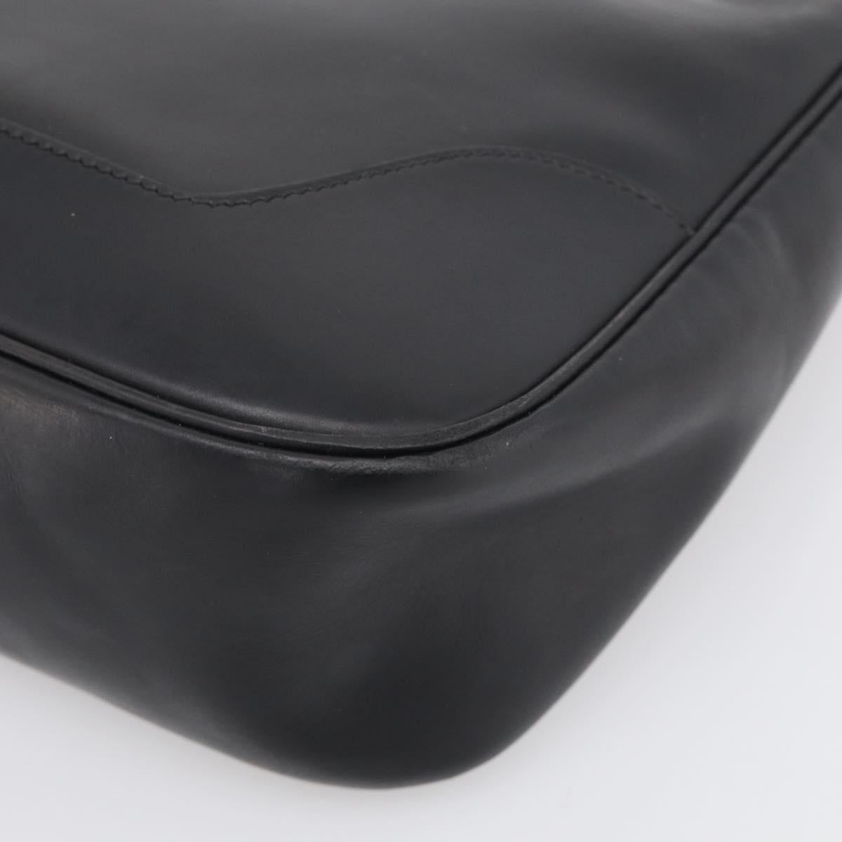 HERMES Trim Shoulder Bag Leather Black Gold Tone Auth bs37822