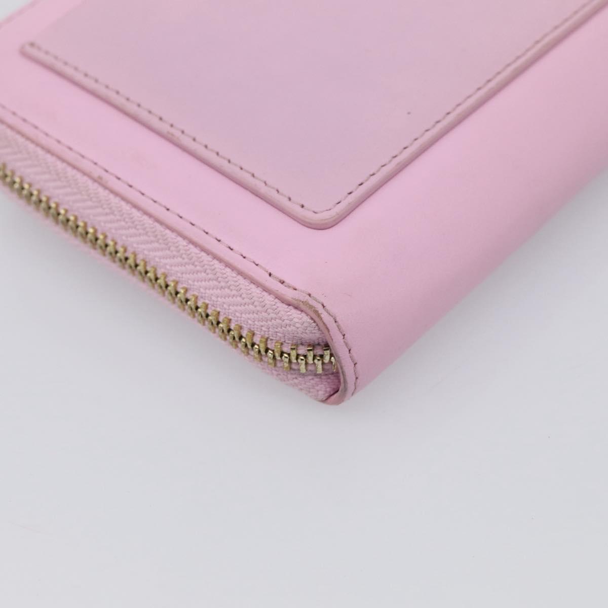 VERSACE Medusa Long Wallet Leather Pink Gold Tone Auth bs37826