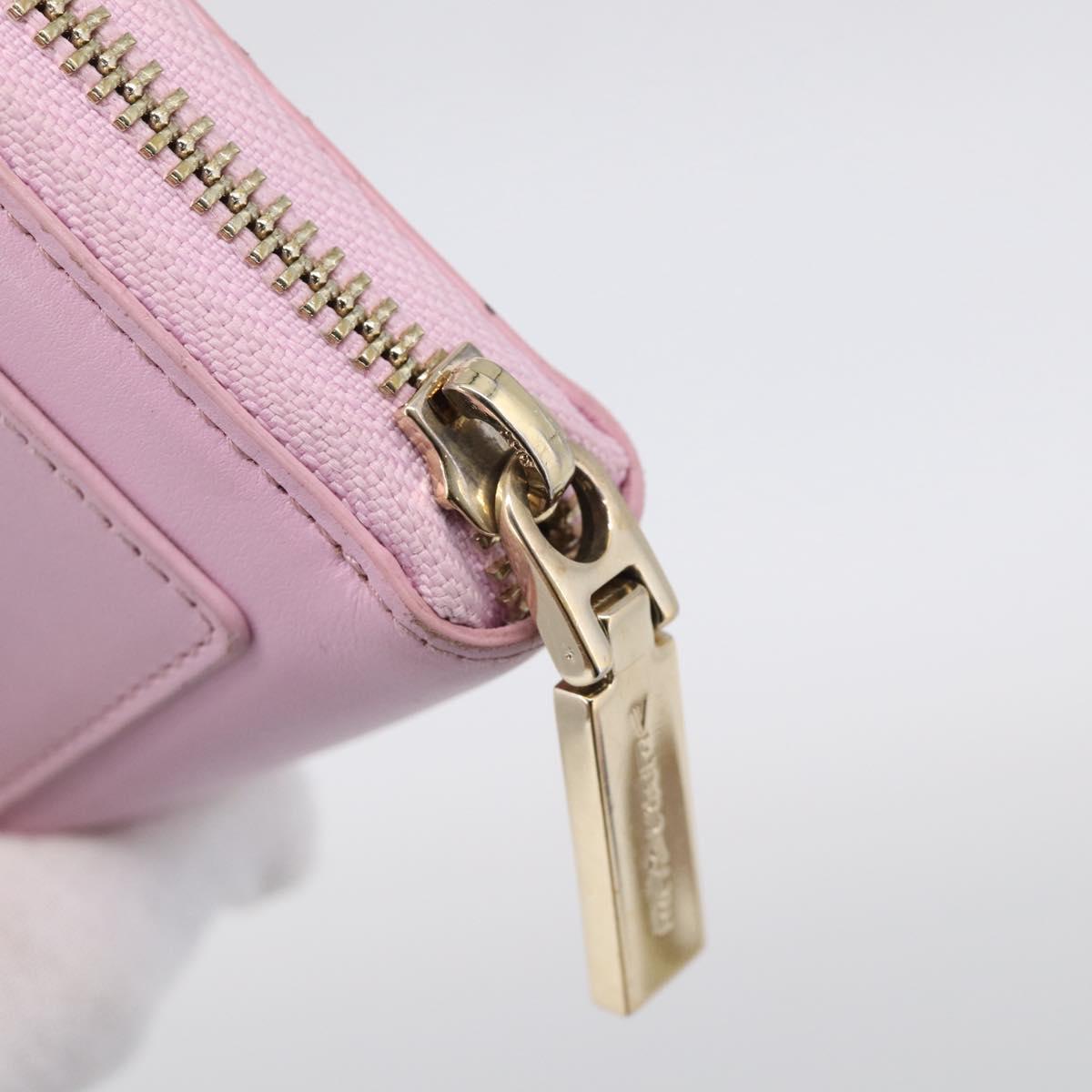 VERSACE Medusa Long Wallet Leather Pink Gold Tone Auth bs37826