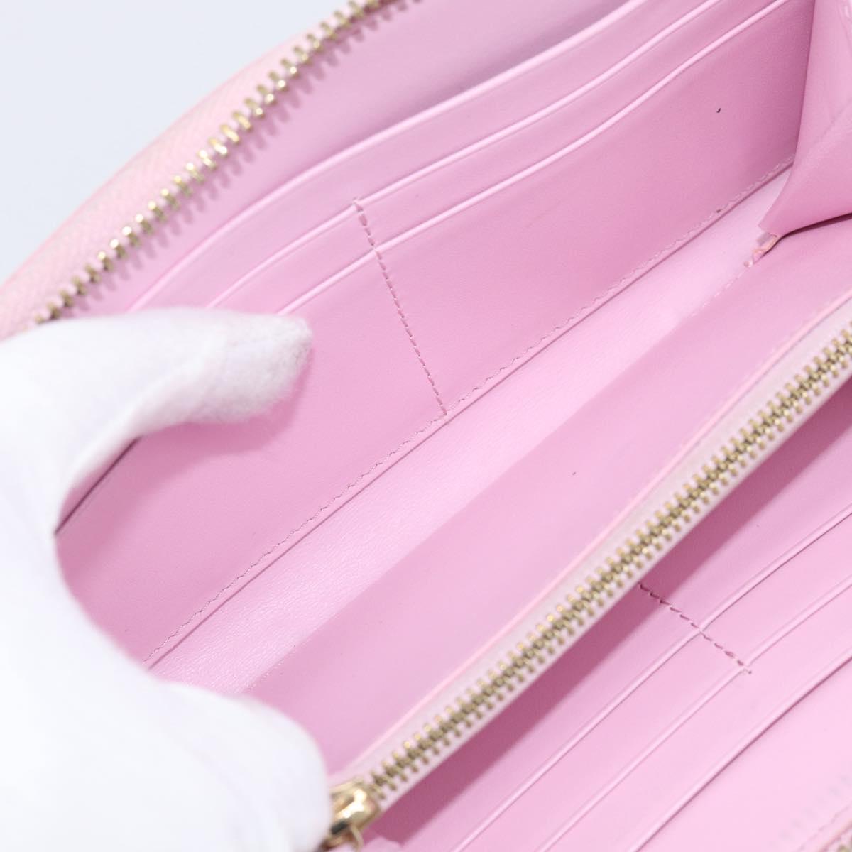 VERSACE Medusa Long Wallet Leather Pink Gold Tone Auth bs37826