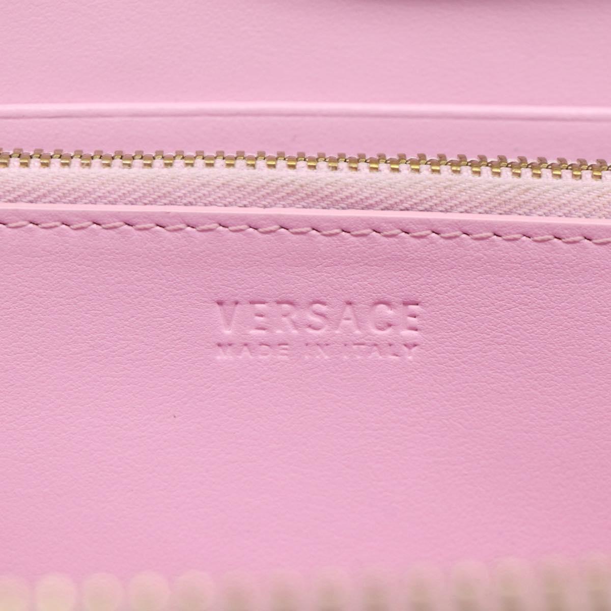 VERSACE Medusa Long Wallet Leather Pink Gold Tone Auth bs37826