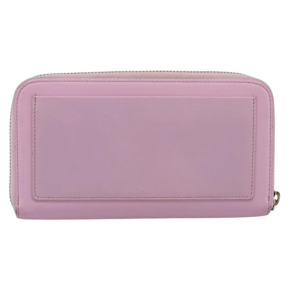 VERSACE Medusa Long Wallet Leather Pink Gold Tone Auth bs37826