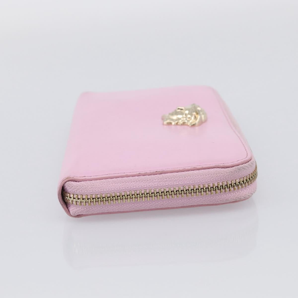 VERSACE Medusa Long Wallet Leather Pink Gold Tone Auth bs37826