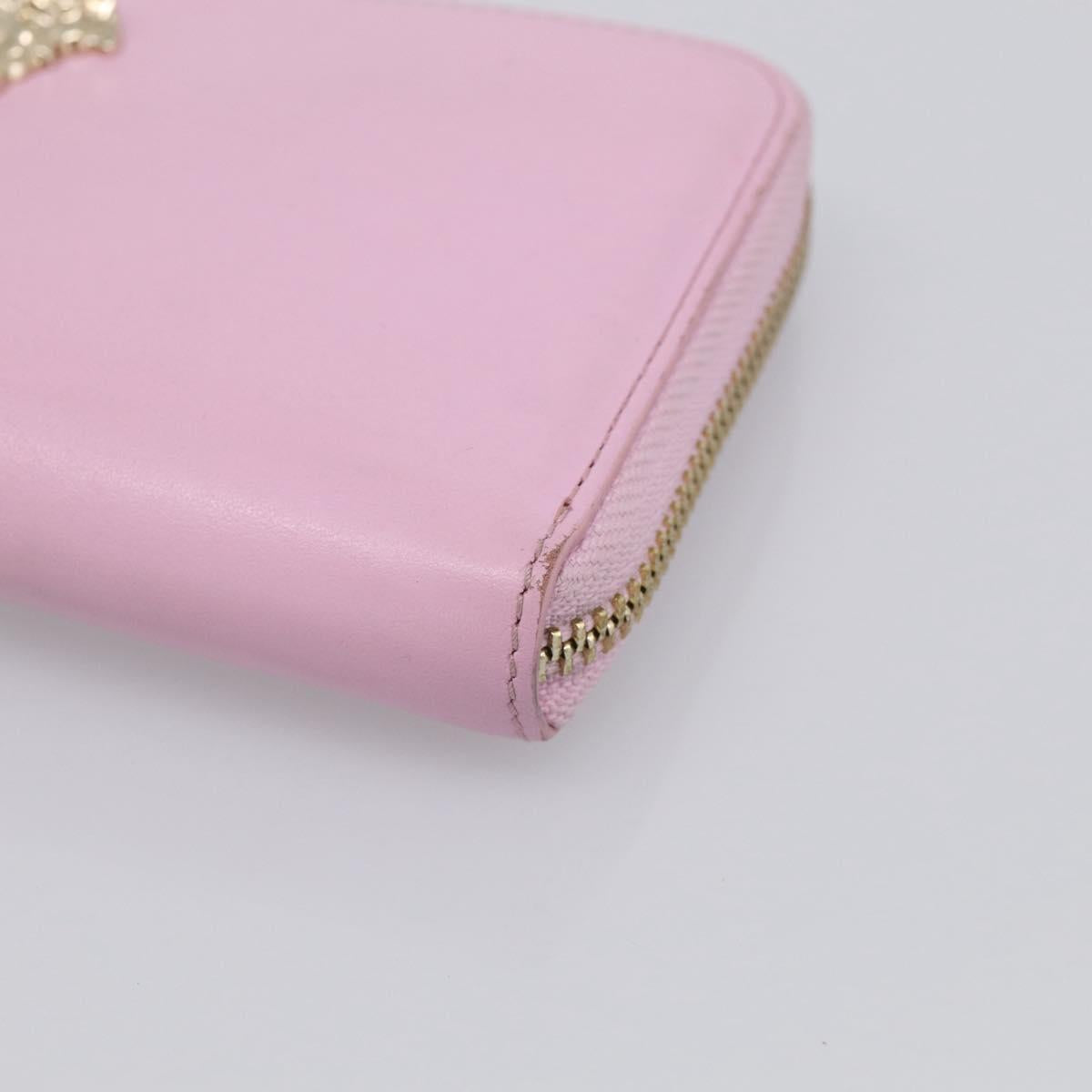 VERSACE Medusa Long Wallet Leather Pink Gold Tone Auth bs37826