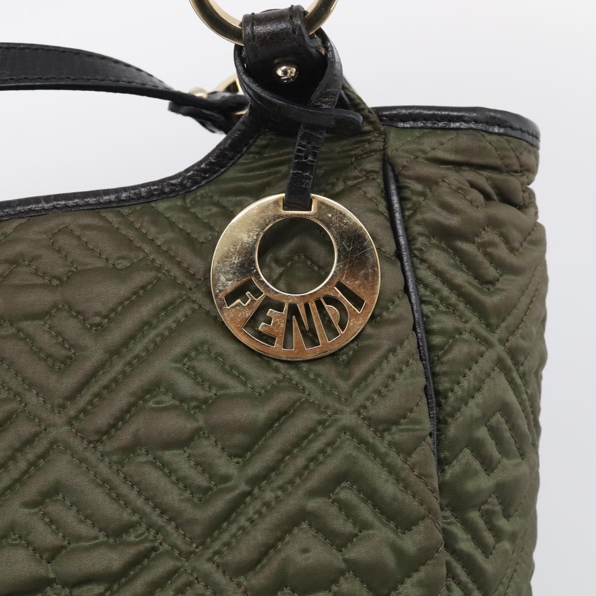 FENDI Shoulder Bag Nylon Green Gold Tone 8BH156 Auth bs37827