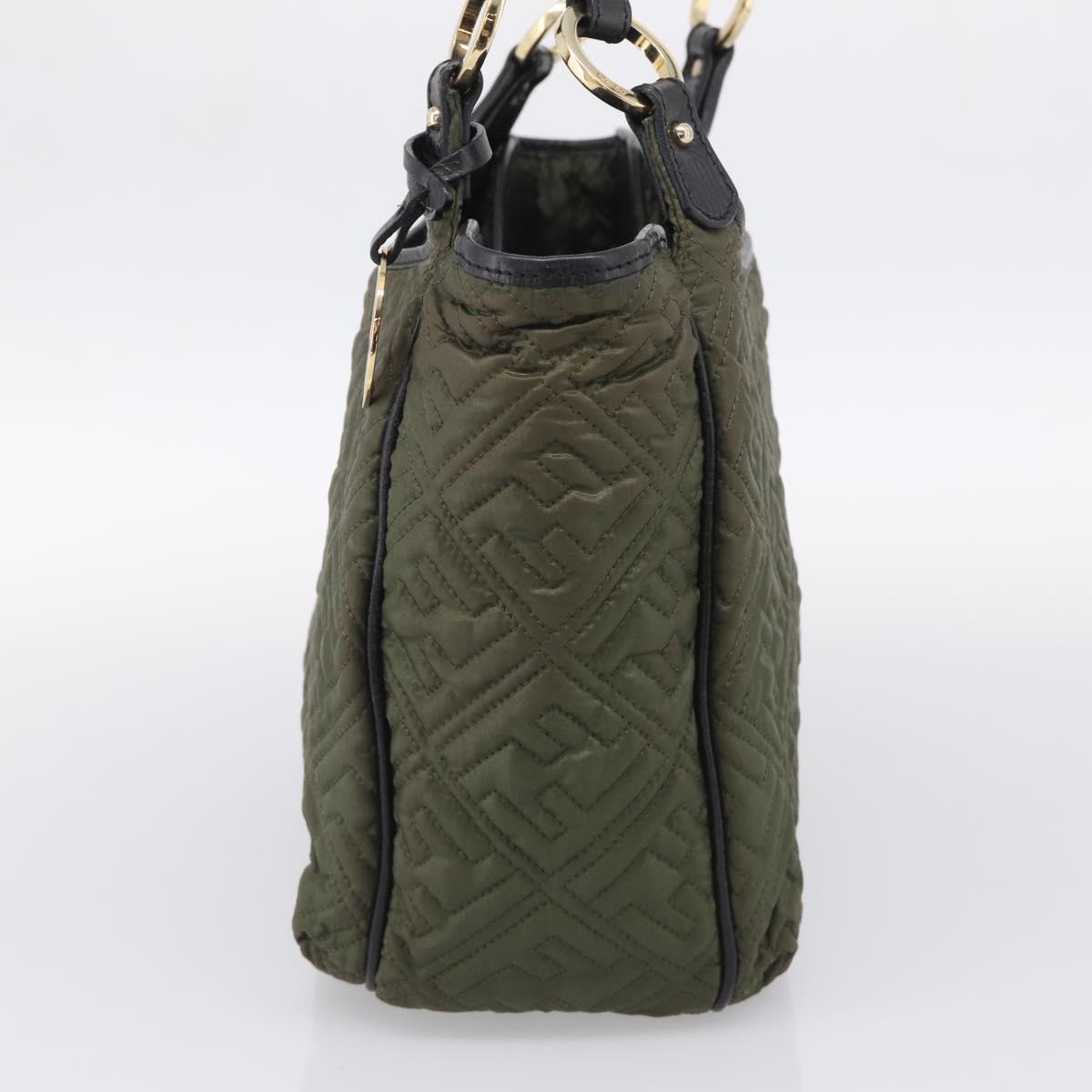FENDI Shoulder Bag Nylon Green Gold Tone 8BH156 Auth bs37827
