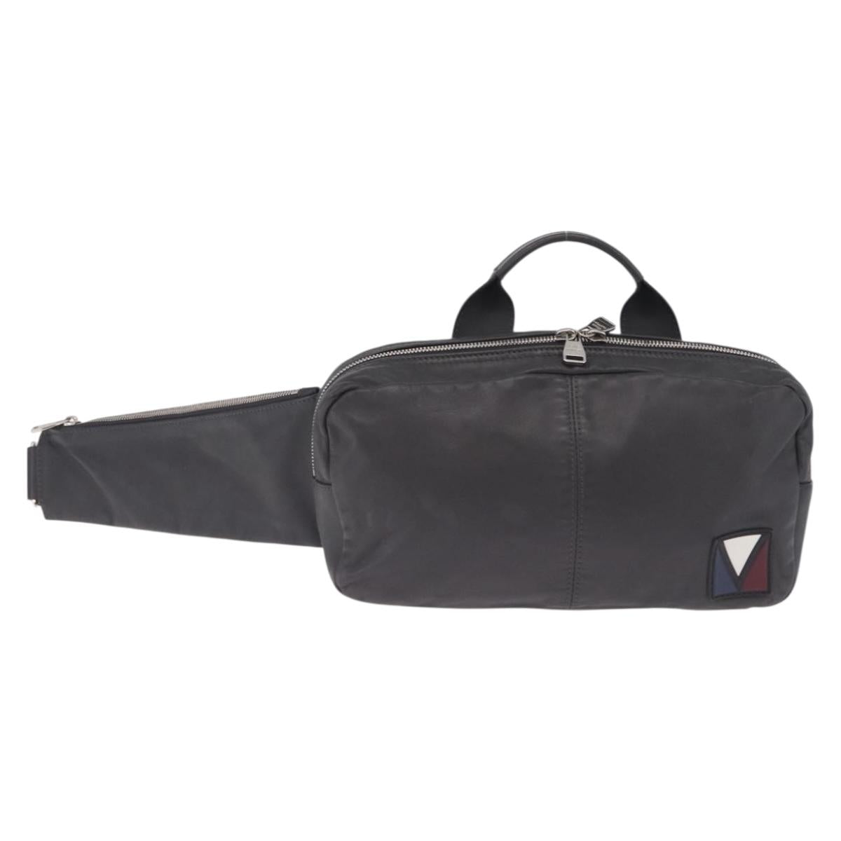 LOUIS VUITTON V Line Fast Body Bag Leather Gray Silver M50445 LV Auth bs37828A