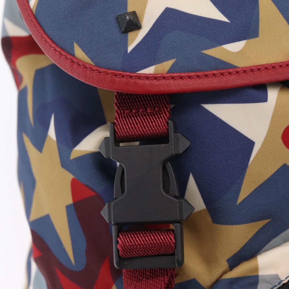 Valentino Backpack Nylon Blue Red Auth bs37834A