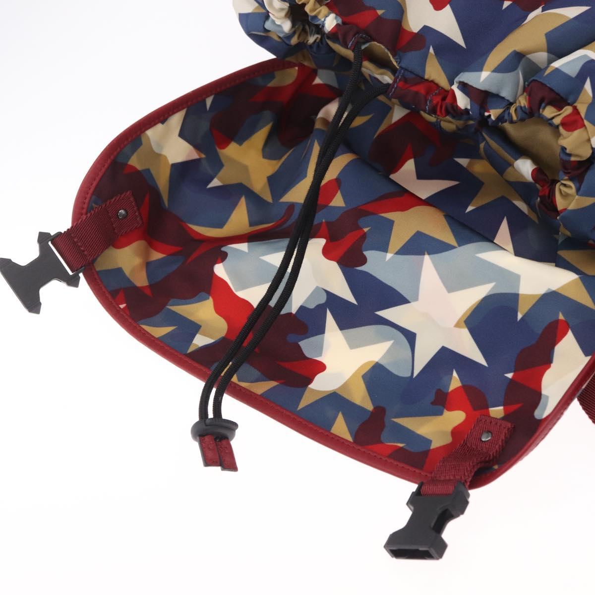 Valentino Backpack Nylon Blue Red Auth bs37834A