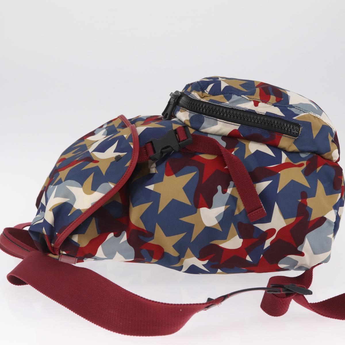 Valentino Backpack Nylon Blue Red Auth bs37834A