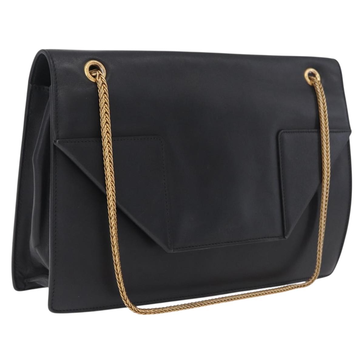 Saint Laurent Betty Chain Shoulder Bag Leather Black Gold 314515 Auth bs37835