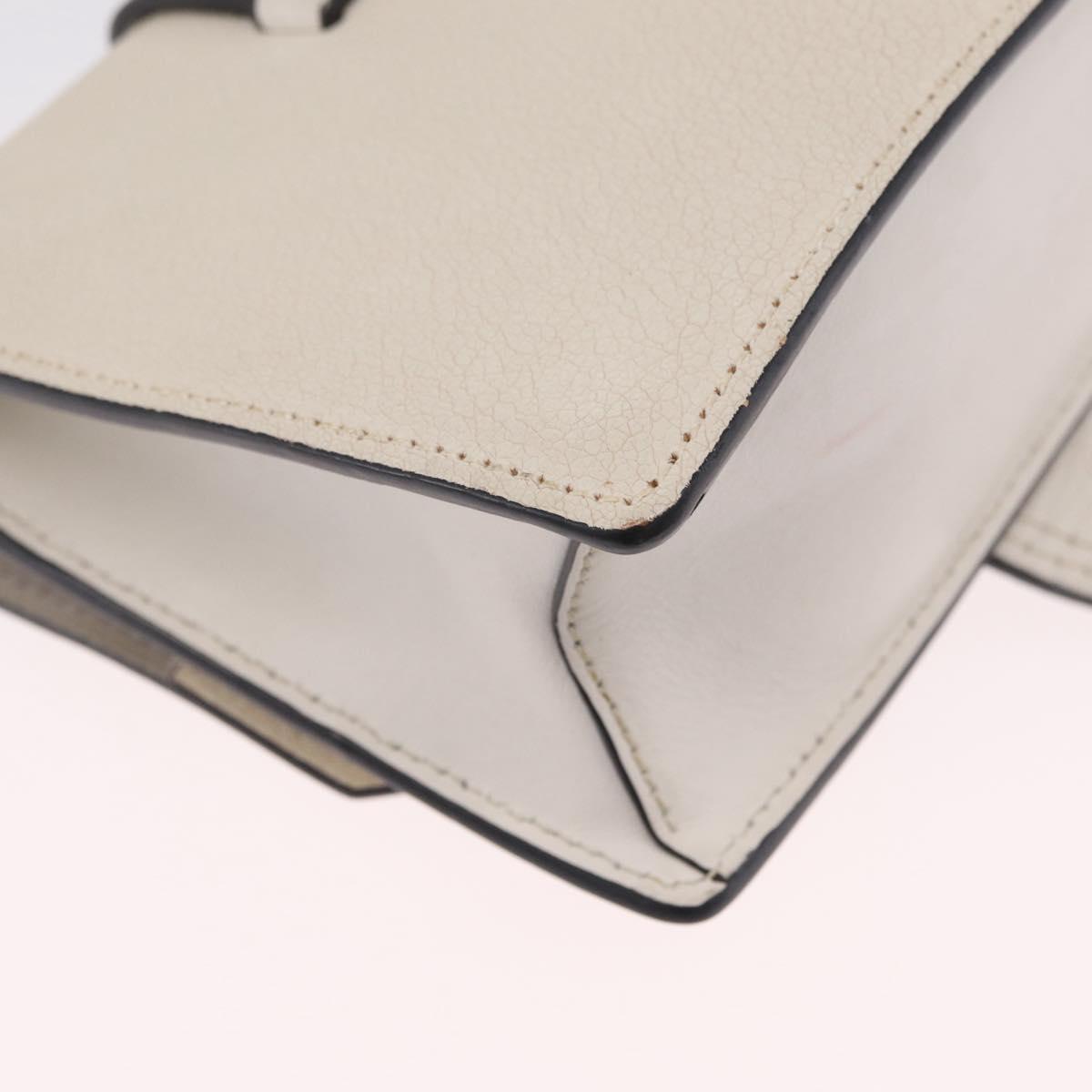 Miu Miu Madras Shoulder Bag Leather White Silver Auth bs37836A