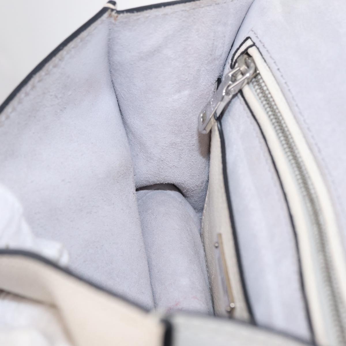 Miu Miu Madras Shoulder Bag Leather White Silver Auth bs37836A