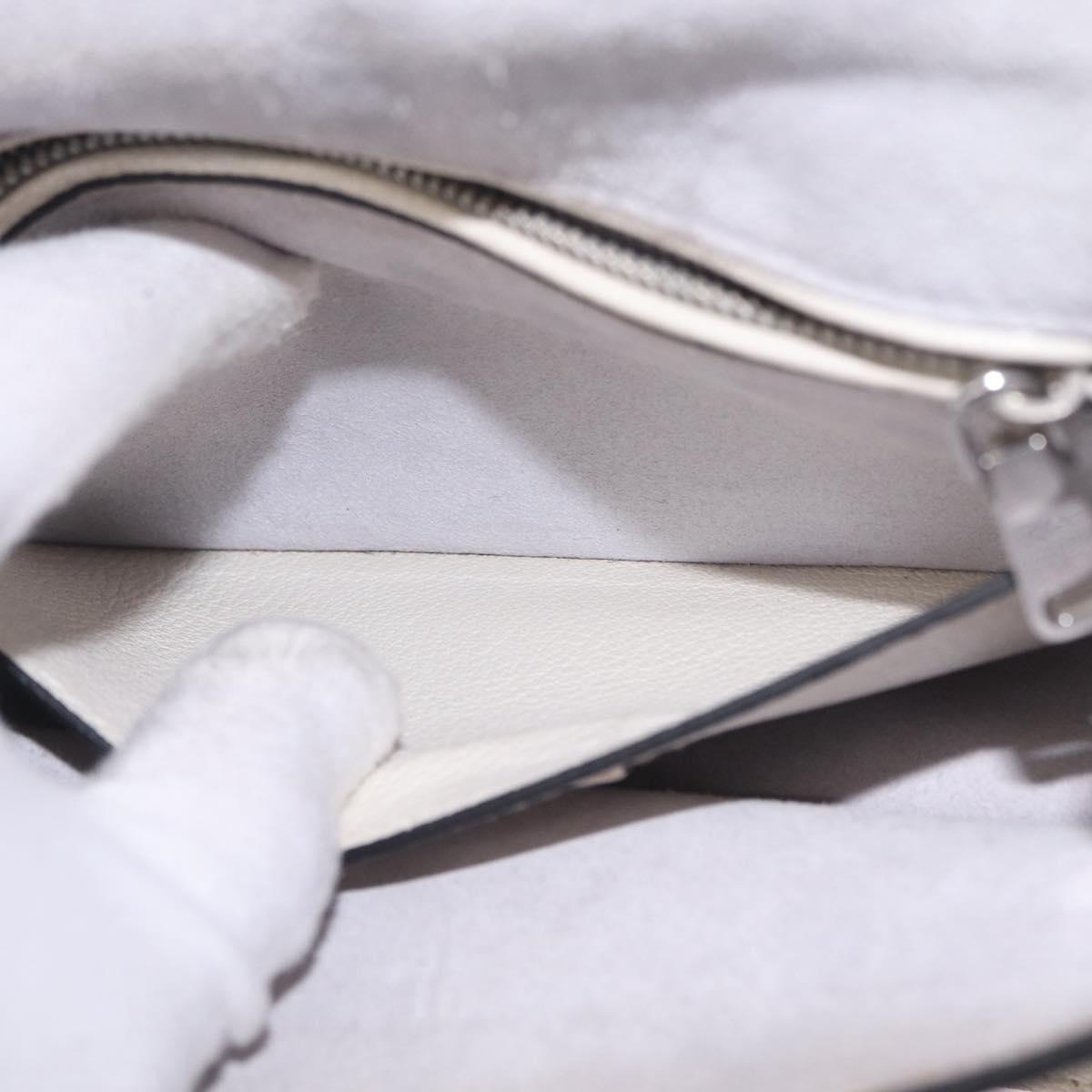Miu Miu Madras Shoulder Bag Leather White Silver Auth bs37836A