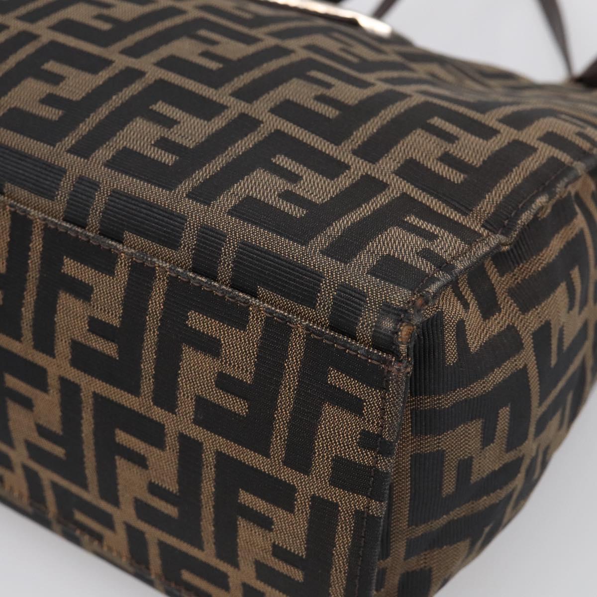 FENDI Zucca Canvas Tote Bag Black Silver Auth bs37842