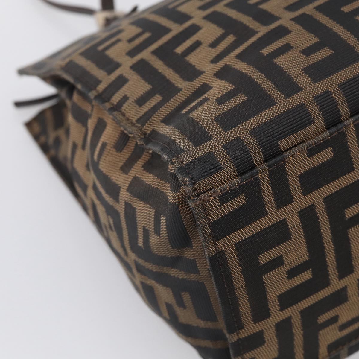 FENDI Zucca Canvas Tote Bag Black Silver Auth bs37842