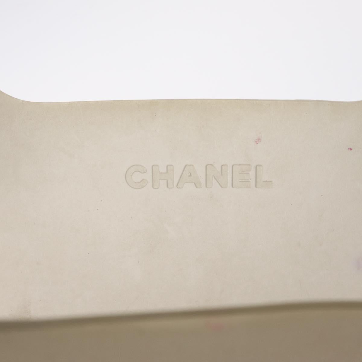 CHANEL Tote Bag Rubber Khaki Silver CC Auth bs37845