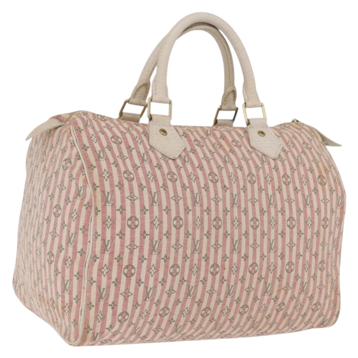 LOUIS VUITTON Monogram Mini Lin Croisette Speedy 30 Bag Pink M95501 Auth bs37848A