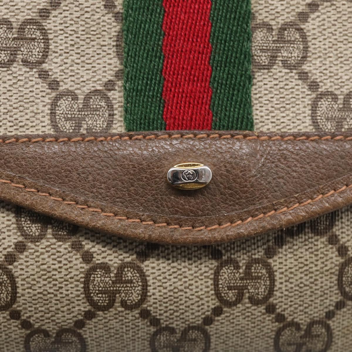 GUCCI GG Supreme Web Sherry Line Pouch PVC Beige 89 01 021 Auth bs37864A