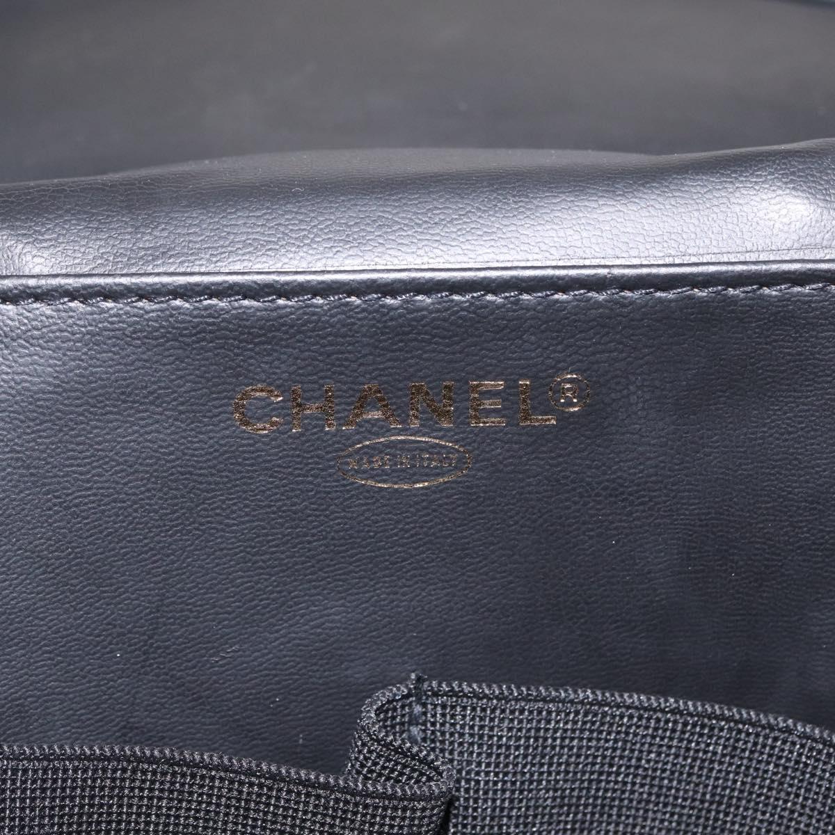 CHANEL Matelasse Vanity Shoulder Bag Patent 2way Black Gold CC Auth bs37870A