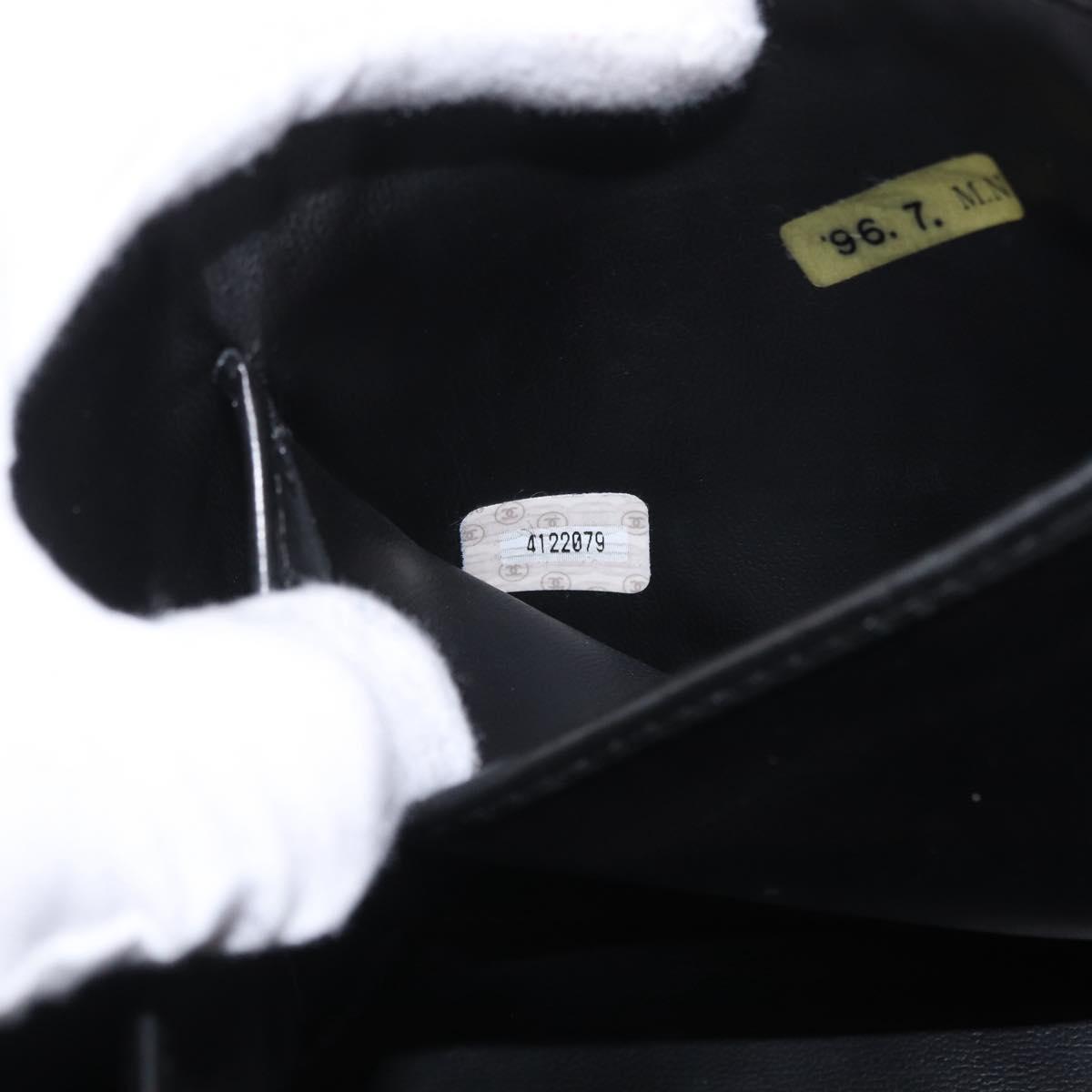 CHANEL Matelasse Vanity Shoulder Bag Patent 2way Black Gold CC Auth bs37870A
