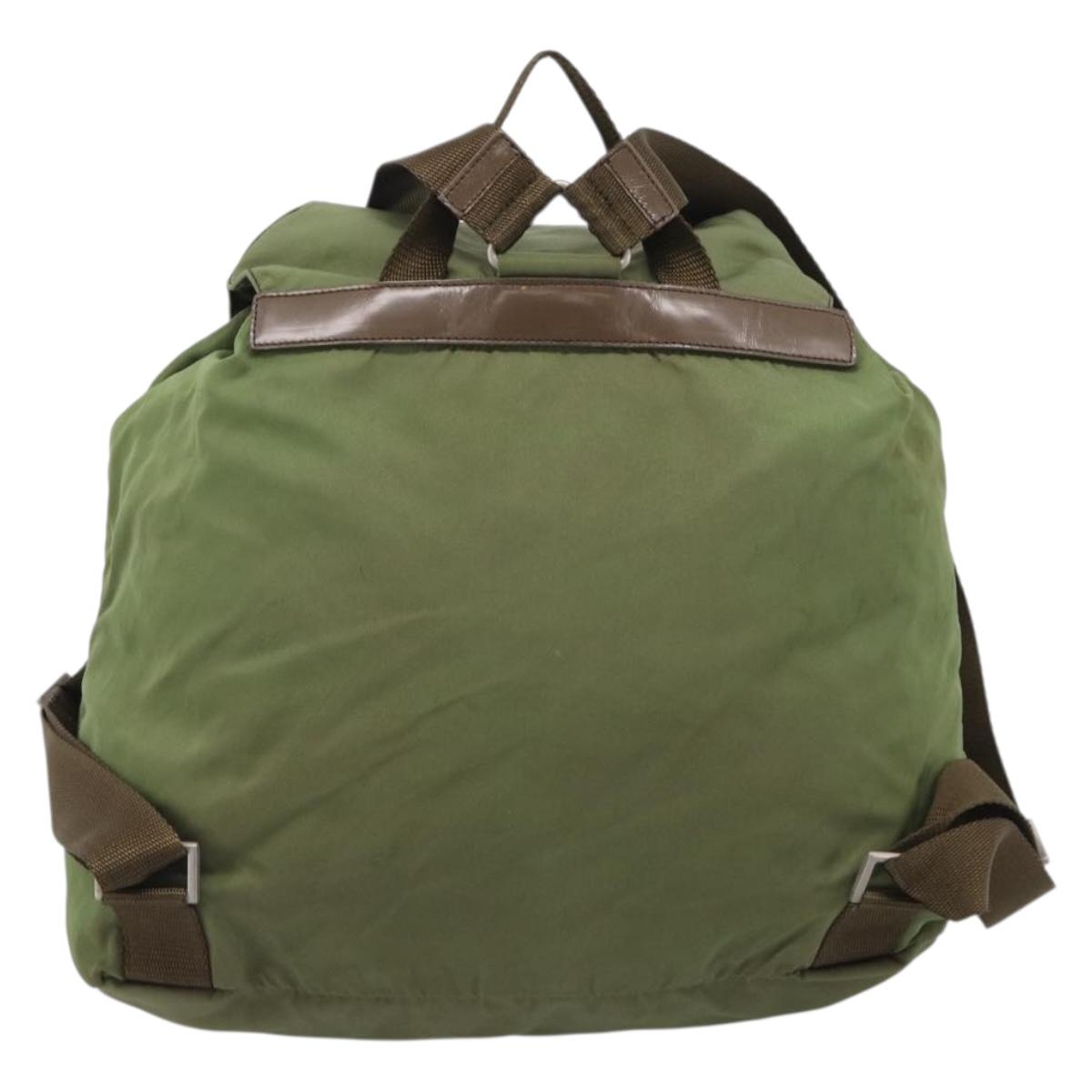 PRADA Backpack Nylon Green Silver Auth bs37872