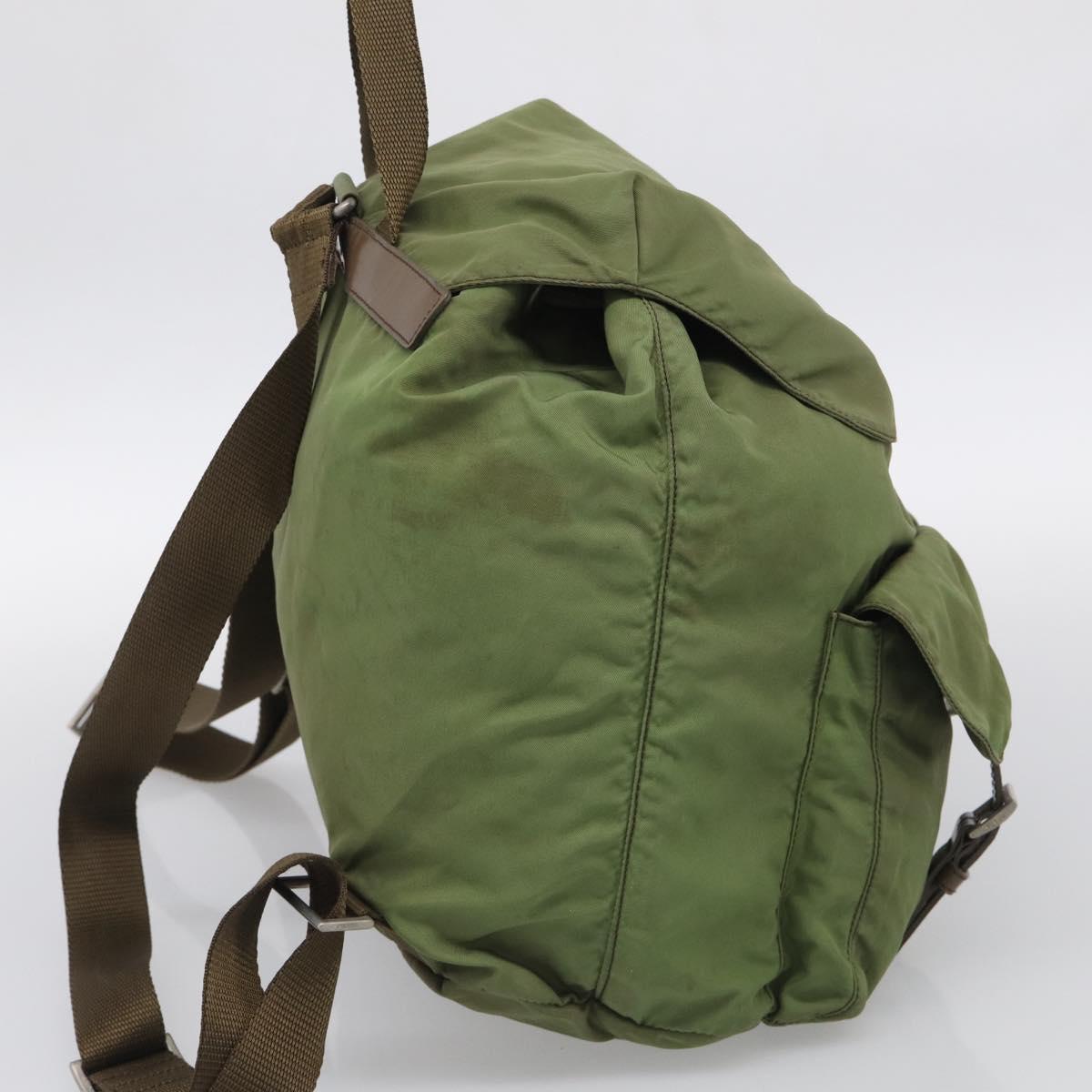 PRADA Backpack Nylon Green Silver Auth bs37872